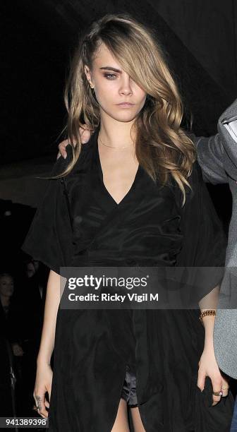 Cara Delevingne departs the ELLE Style Awards 2014 on February 19, 2014 in London, England