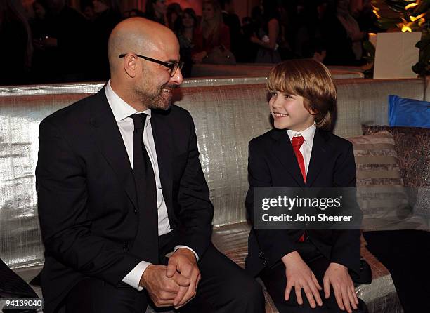 Actors Stanley Tucci and Christian Ashdale attend the "Lovely Bones" Los Angeles Premiere After Party at the Roosevelt Hotel on December 7, 2009 in...