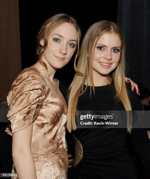 Actresses Saoirse Ronan and Rose McIver pose at the after party for the premiere of Paramount Pictures' "The Lovely Bones" at the Roosevelt Hotel on...