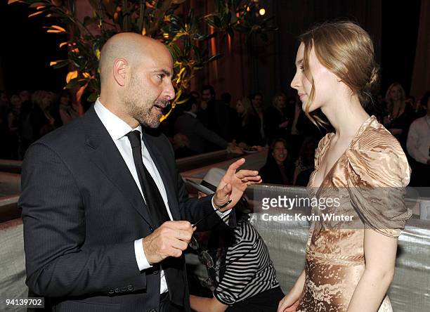 Actors Stanley Tucci and Saoirse Ronan pose at the after party for the premiere of Paramount Pictures' "The Lovely Bones" at the Roosevelt Hotel on...