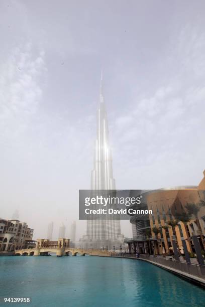 The world's tallest building Burj Dubai seen as a sandstorm starts to blow where Michelle Wie swung from the viewing platform on the 124th floor...