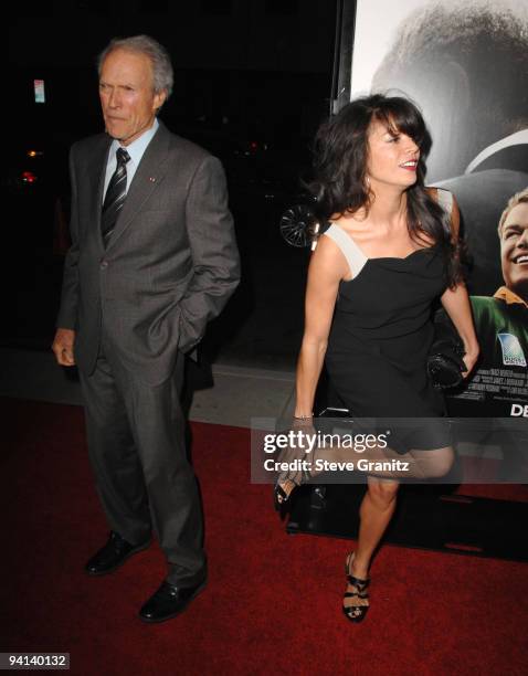 Clint Eastwood and Wife Dina attends the "Invictus" Los Angeles Premiere at the Academy of Motion Picture Arts and Sciences on December 3, 2009 in...