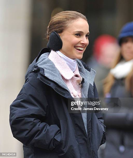 Vincent Cassel and Natalie Portman film on location for "Black Swan" on the streets of Manhattan on December 7, 2009 in New York City.