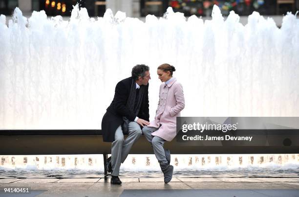 Vincent Cassel and Natalie Portman film on location for "Black Swan" on the streets of Manhattan on December 7, 2009 in New York City.