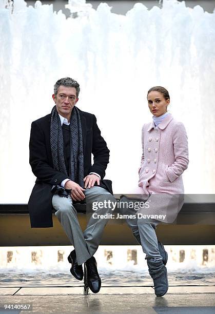 Vincent Cassel and Natalie Portman film on location for "Black Swan" on the streets of Manhattan on December 7, 2009 in New York City.