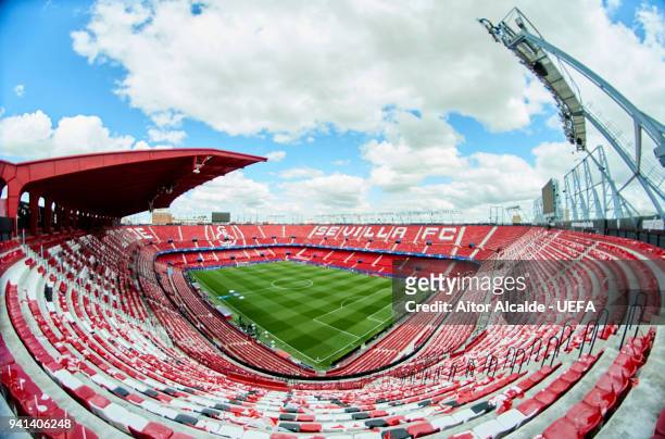 General view prior to the UEFA Champions Quarter Final Leg One match between Sevilla FC and FC Bayern Muenchen at Estadio Ramon Sanchez Pizjuan on...