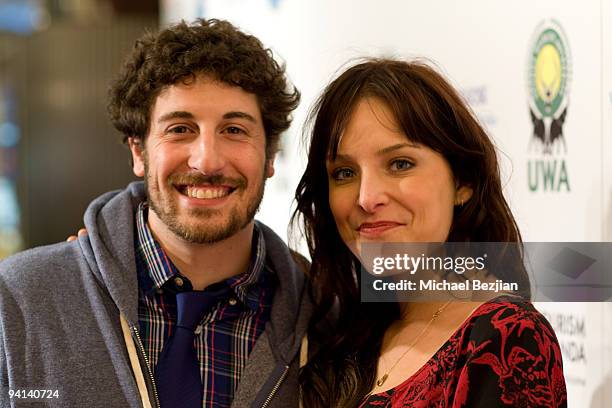 Actor Jason Biggs and actress Jenny Mollen attend the L.A. Friends of the Uganda Wildlife Authority Gorilla Awareness event at Sony Pictures Studios...