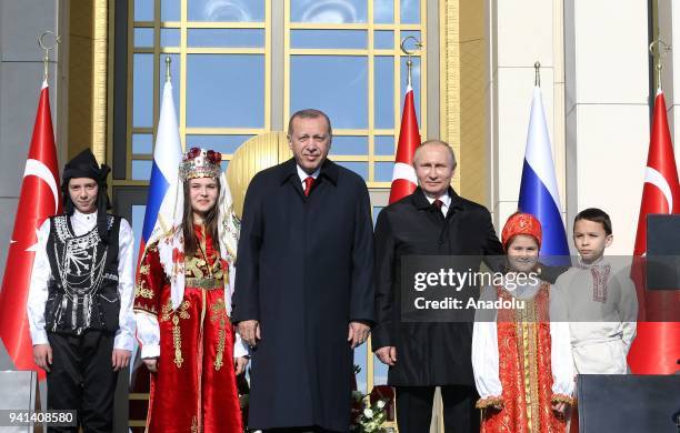 Turkish President Recep Tayyip Erdogan and Russian President Vladimir Putin attend the groundbreaking ceremony of Akkuyu Nuclear Santral via video...