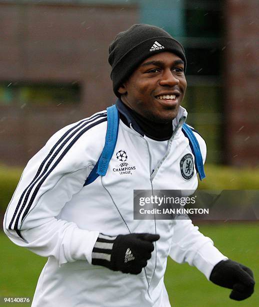 Chelsea's French footballer Gael Kakuta attends a training session on the eve of their Champions League Group D match against Apoel Nicosia at...