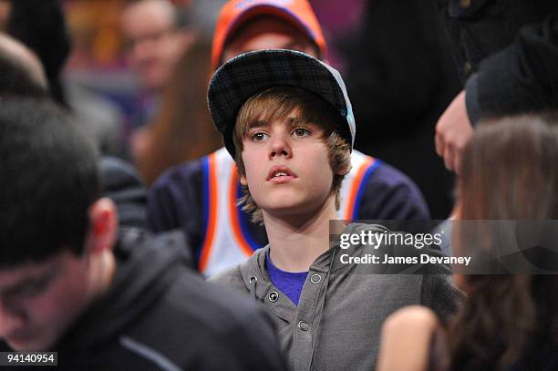 Justin Beiber attends the Portland Trailblazers Vs. New York Knicks game at Madison Square Garden on December 7, 2009 in New York City.