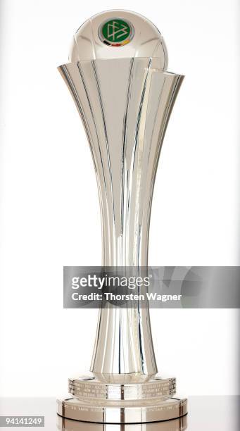 The Women's DFB Cup trophy is pictured at the headquarter of the German Football Association DFB on December 7, 2009 in Frankfurt am Main, Germany.