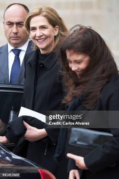 Princess Cristina of Spain and Princess Alexia of Greece attend a Mass in occasion of the 25th anniversary of death of Conde de Barcelona, father of...