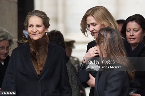 Princess Elena of Spain and Princess Cristina of Spain and Princess Alexia of Greece attend a Mass in occasion of the 25th anniversary of death of...