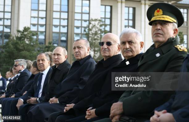 Turkish President Recep Tayyip Erdogan , Russian President Vladimir Putin , Russian Foreign Minister Sergei Lavrov , Speaker of the Grand National...