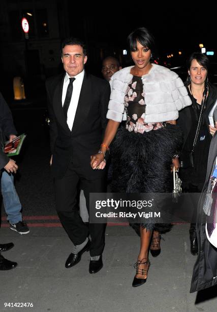 Andre Balazs and Naomi Campbell attend the Victoria & Albert Museum Fashion Benefit Dinner & Alexander McQueen: Savage Beauty preview at the Victoria...