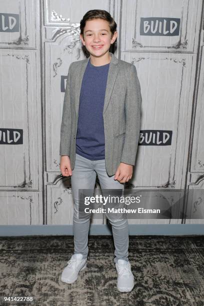 Noah Jupe visits Build Studio to discuss the film "A Quiet Place" on April 3, 2018 in New York City.