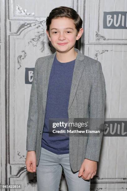 Noah Jupe visits Build Studio to discuss the film "A Quiet Place" on April 3, 2018 in New York City.