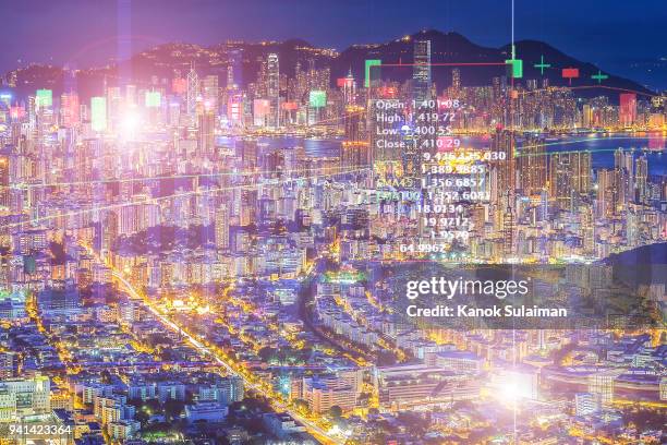 stock market concept with cityscape background,real estate concept. - bid data stock pictures, royalty-free photos & images