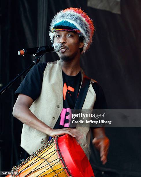 Musician K'naan performs during the 2008 All Points West music and arts festival at Liberty State Park on August 9, 2008 in Jersey City, New Jersey.