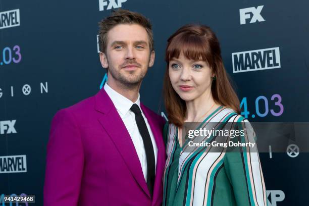 Dan Stevens and wife Susie Stevens attend the "Legion" Season 2 Premiere at DGA Theater on April 2, 2018 in Los Angeles, California.