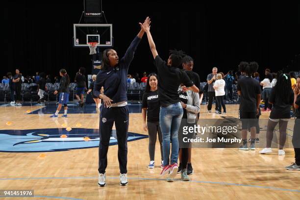 Former WNBA player, Tamika Catchings partcipates in the second annual Girls' Summit in celebration of the 46th anniversary of Title IX on March 27,...