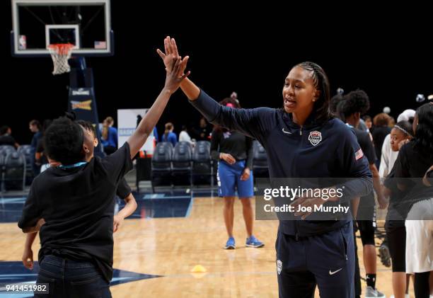 Former WNBA player, Tamika Catchings partcipates in the second annual Girls' Summit in celebration of the 46th anniversary of Title IX on March 27,...