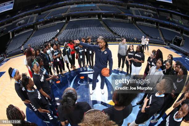 Former WNBA player, Tamika Catchings partcipates in the second annual Girls' Summit in celebration of the 46th anniversary of Title IX on March 27,...