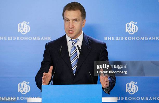 Igor Shuvalov, Russia's first deputy prime minister, speaks during the Vnesheconombank conference in Moscow, Russia, on Tuesday, Dec. 8, 2009....