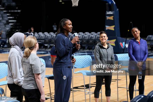 Former WNBA player, Tamika Catchings partcipates in the second annual Girls' Summit in celebration of the 46th anniversary of Title IX on March 27,...