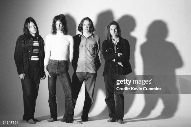 English indie rock group The Verve, L-R Simon Jones, Richard Ashcroft, Peter Salisbury and Nick McCabe, pose for a studio group portrait 0n 5th May...