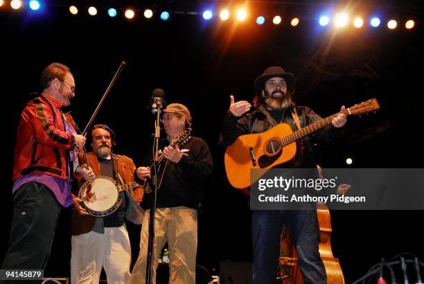 Steve Earle and the Bluegrass Dukes, including Casey Dreissen,Tim O'Brien and Steve Earle perform onstage on Day 2 of the Hardly Strictly Bluegrass...