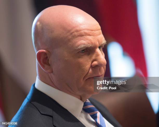 Outgoing National Security Advisor H.R. McMaster attends a meeting with President Donald Trump and the leaders of Estonia, Latvia and Lithuania on...