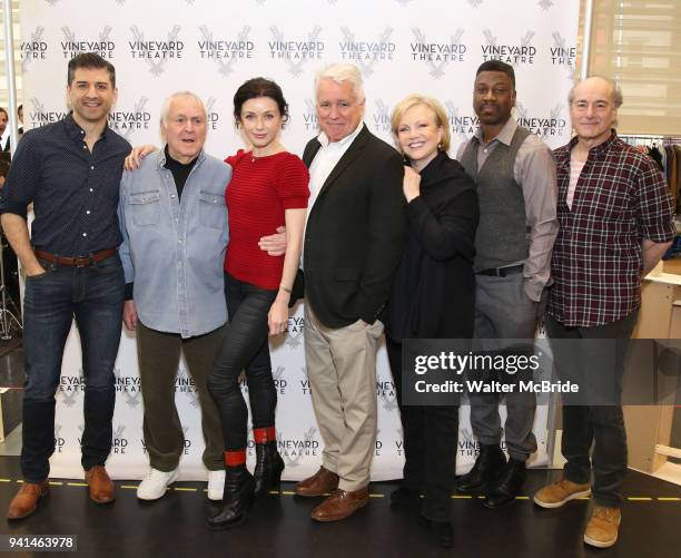 Tony Yazbeck, John Kander, Irina Dvorovenko, David Thompson, Susan Stroman, Teagle F. Bougere, and Peter Friedman attend the press photocall for 'The...