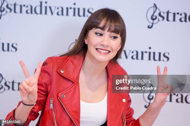 Spanish singer Aitana poses during a photocall as she was announced as Stradivarius ambassador on April 3, 2018 in Madrid, Spain.