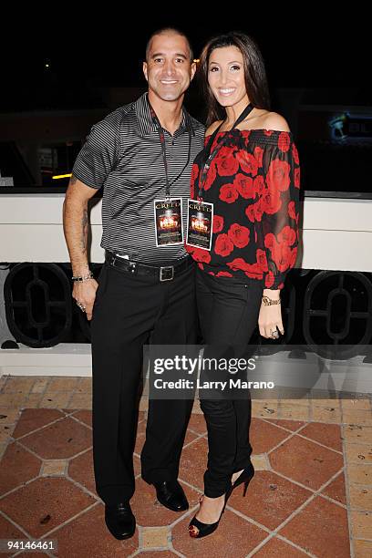 Scott Stapp of Creed and his wife Jaclyn attend the screening of the Creed live film at Muvico Parisian on December 7, 2009 in West Palm Beach,...