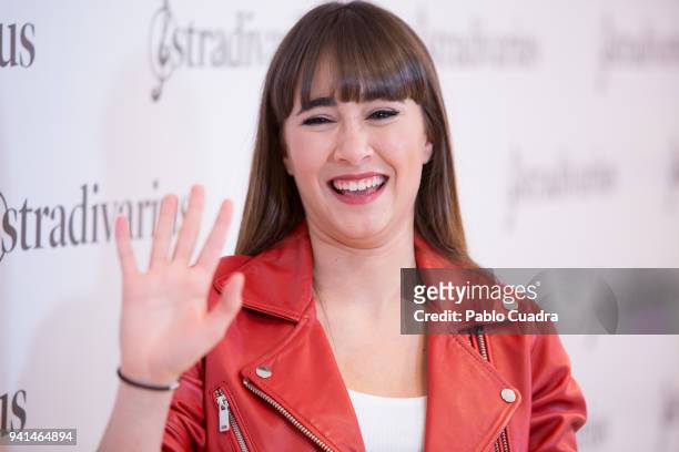 Spanish singer Aitana poses during a photocall as she was announced as Stradivarius ambassador on April 3, 2018 in Madrid, Spain.