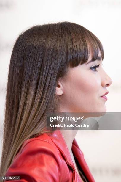 Spanish singer Aitana poses during a photocall as she was announced as Stradivarius ambassador on April 3, 2018 in Madrid, Spain.