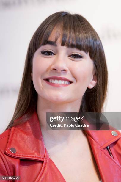 Spanish singer Aitana poses during a photocall as she was announced as Stradivarius ambassador on April 3, 2018 in Madrid, Spain.