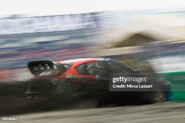 Marcus Gronholm of Finland and Subaru S14 Wrc drives during the Findomestic Memorial Bettega during Bologna Motor Show 2009 on December 8, 2009 in...