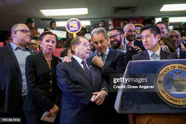 Rep. Nydia Velazquez , U.S. Rep. Jerrold Nadler , New York Attorney General Eric Schneiderman and Steve Choi, executive director of the New York...