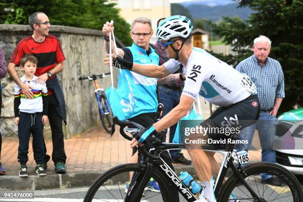 Vasil Kiryienka of Belarus and Team Sky / Feed Zone / Public / Fans / Children / during the 58th Vuelta Pais Vasco 2018, Stage 2 a 166,7 stage from...