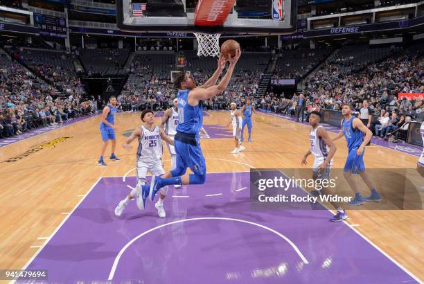 Doug McDermott of the Dallas Mavericks shoots a layup against the Sacramento Kings on March 27, 2018 at Golden 1 Center in Sacramento, California....