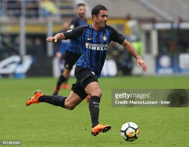 Eder Citadin Martins of FC Internazionale in action during the serie A match between FC Internazionale and Hellas Verona FC at Stadio Giuseppe Meazza...
