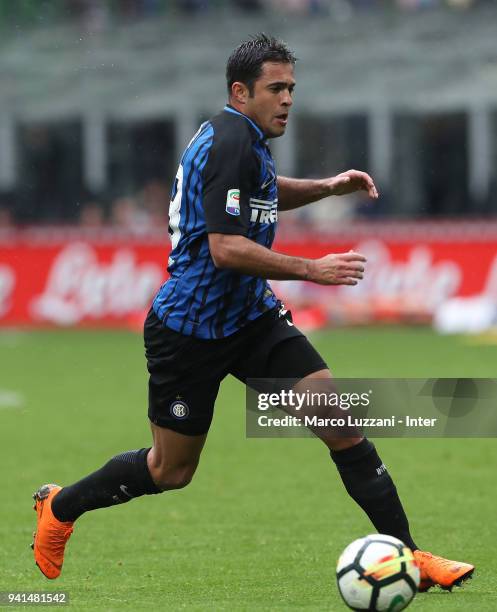 Eder Citadin Martins of FC Internazionale in action during the serie A match between FC Internazionale and Hellas Verona FC at Stadio Giuseppe Meazza...