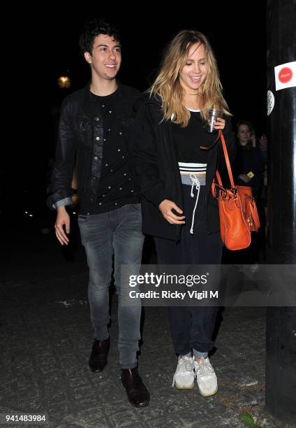 Suki Waterhouse and Nat Wolff seen leaving Hyde Park after BST: The Strokes on June 18, 2015 in London, England.