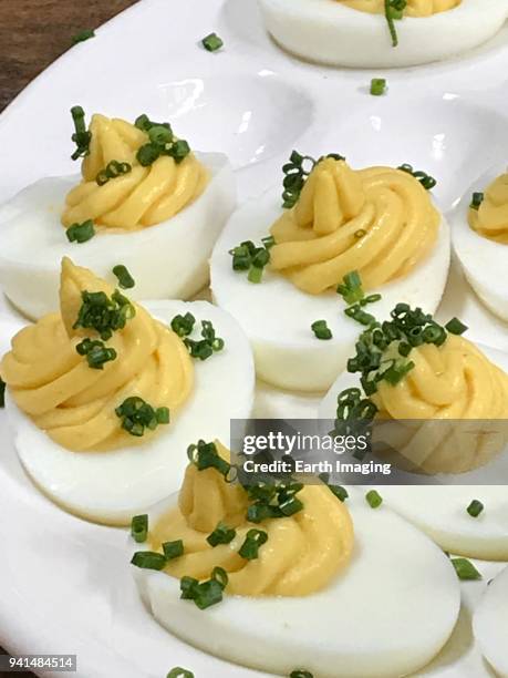 deviled eggs - deviled egg stock pictures, royalty-free photos & images