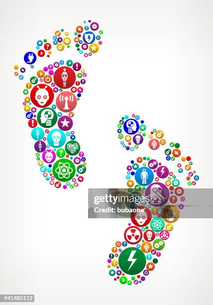 foot prints vector icon pattern background - exoskeleton stock illustrations