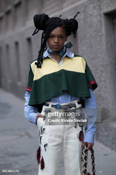 Singer Selah Marley wears all Carven day 4 of Paris Womens Fashion Week Spring/Summer 2018, on March 1, 2018 in London, England.