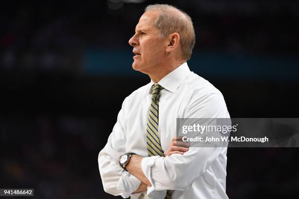 Finals: Michigan coach John Beilein during game vs Villanova at Alamodome. San Antonio, TX 4/2/2018 CREDIT: John W. McDonough