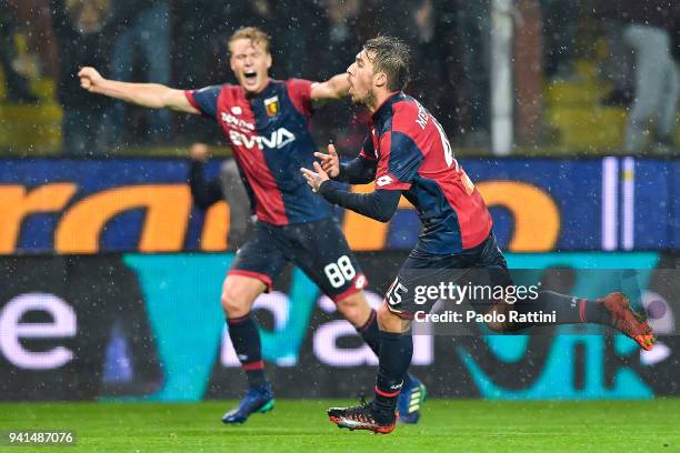 Iuri Jose Picanco Medeiros of Genoa celebrates after scoring a late-minute winner goal during the serie A match betweenGenoa CFC and Cagliari Calcio...